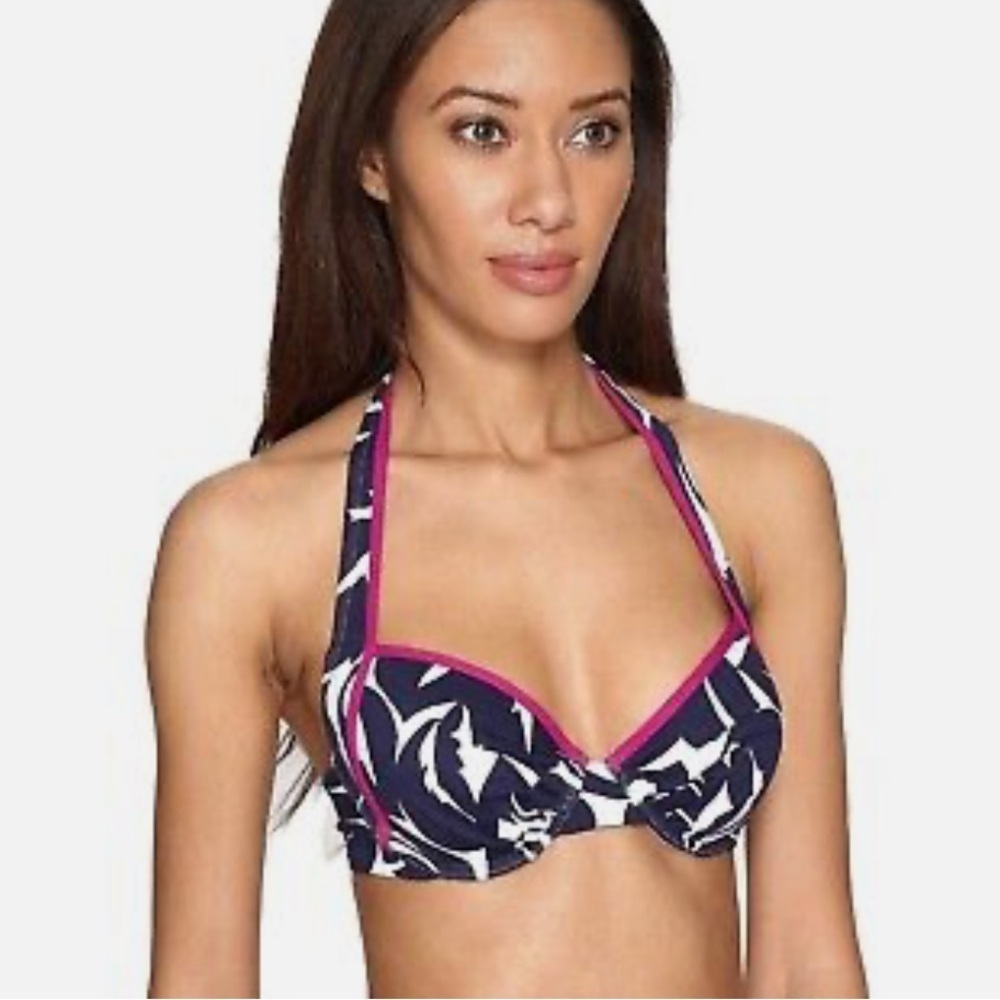 NWT Tommy Bahama Graphic Jungle Underwire Full Halter Swim Top 36D